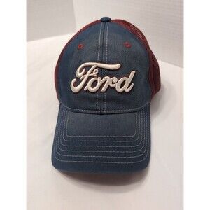 FORD HAT VINTAGE FADED LOOK Blue and Red Adjustable snapback
